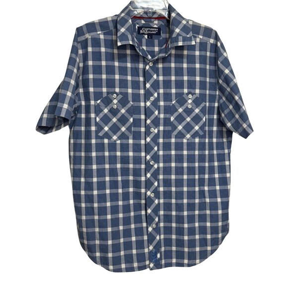 Mens Canterbury of New Zealand Short Sleeve Button Down Shirt - Size Large - Picture 1 of 7